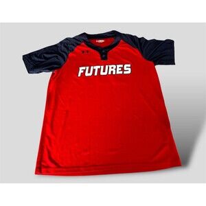 Under Armour Futures Baseball Henley Men's  Large Jersey Red Blue Number 25 ASG